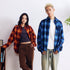 BURNIN* “97’series” raw edge destroyed plaid embroidered shirt