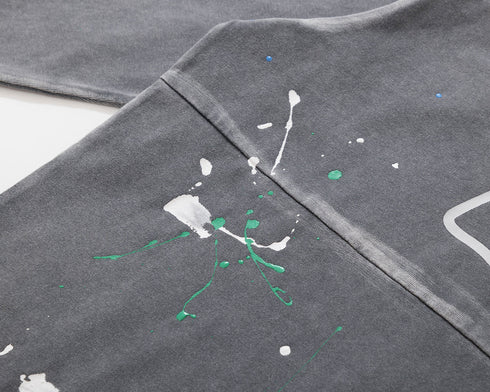BURNIN* "2503" v-neck splash-ink retro old washed T-shirt