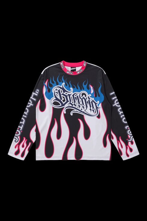 BURNIN Flame Mesh Racing Cycling Sweatshirt