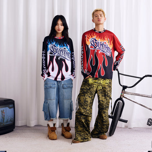 BURNIN Flame Mesh Racing Cycling Sweatshirt